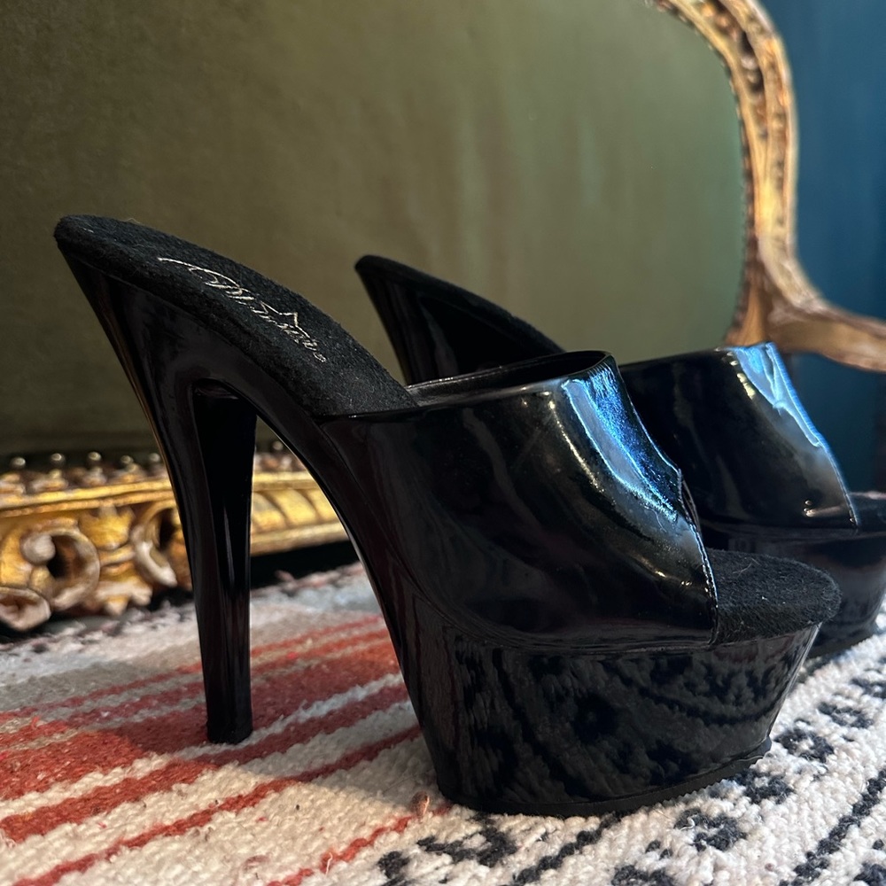 Patent leather pleaser heels
